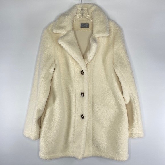 Masseys Cream Button Up Sherpa Jacket Size Small - Picture 1 of 10